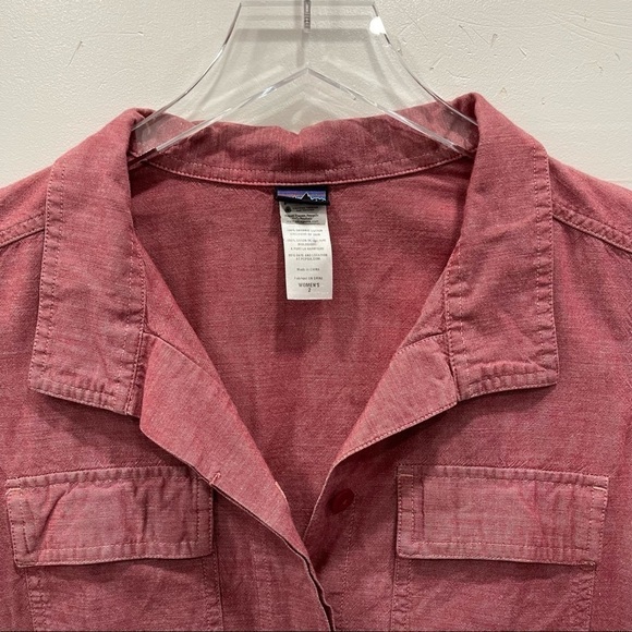 Patagonia Women’s Long Sleeve Chambray Shirt Button Down Size 2 Red - Picture 3 of 8